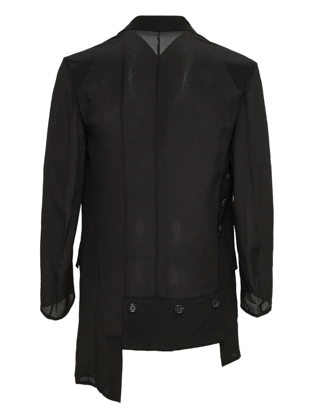 Yohji Yamamoto Asymmetrisch jack met enkele rij knopen Zwart