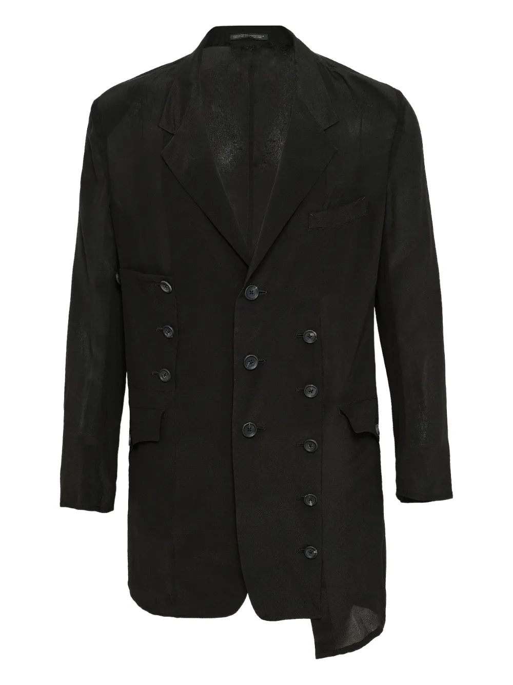 Yohji Yamamoto Asymmetrisch jack met enkele rij knopen Zwart