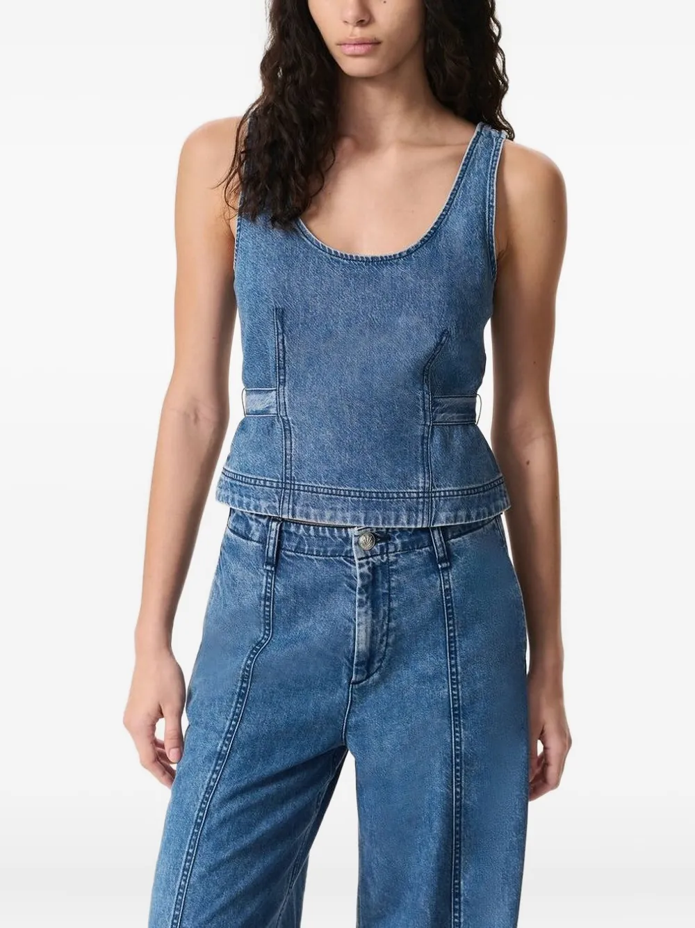 Denim Belted Top