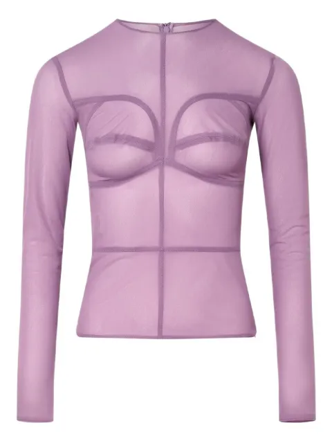 pushBUTTON panelled-design long-sleeves blouse