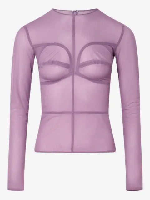 pushBUTTON panelled-design long-sleeves blouse