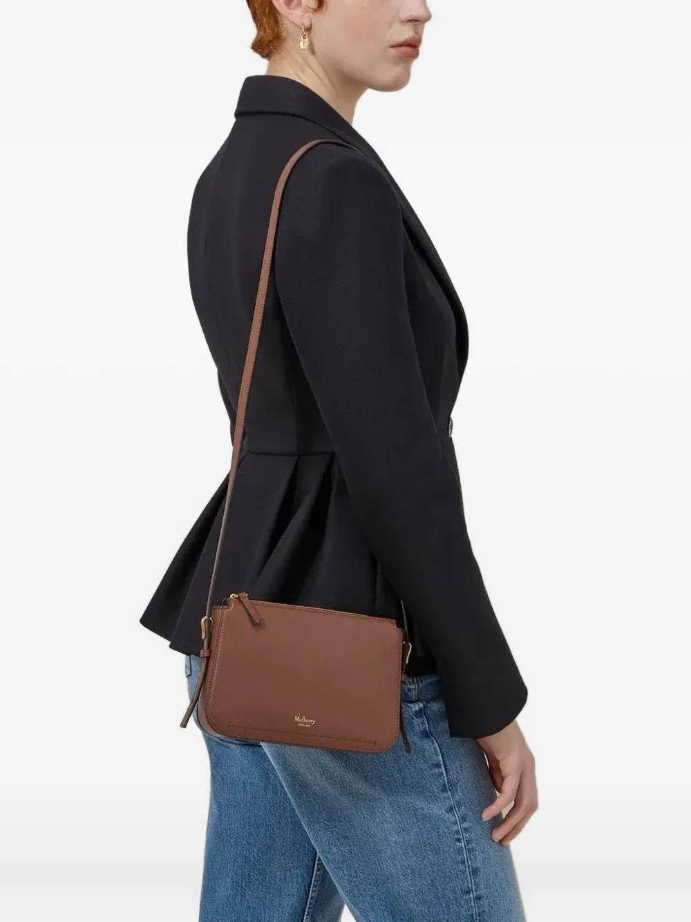 Mulberry Clovelly zip-top leather shoulder bag Bruin