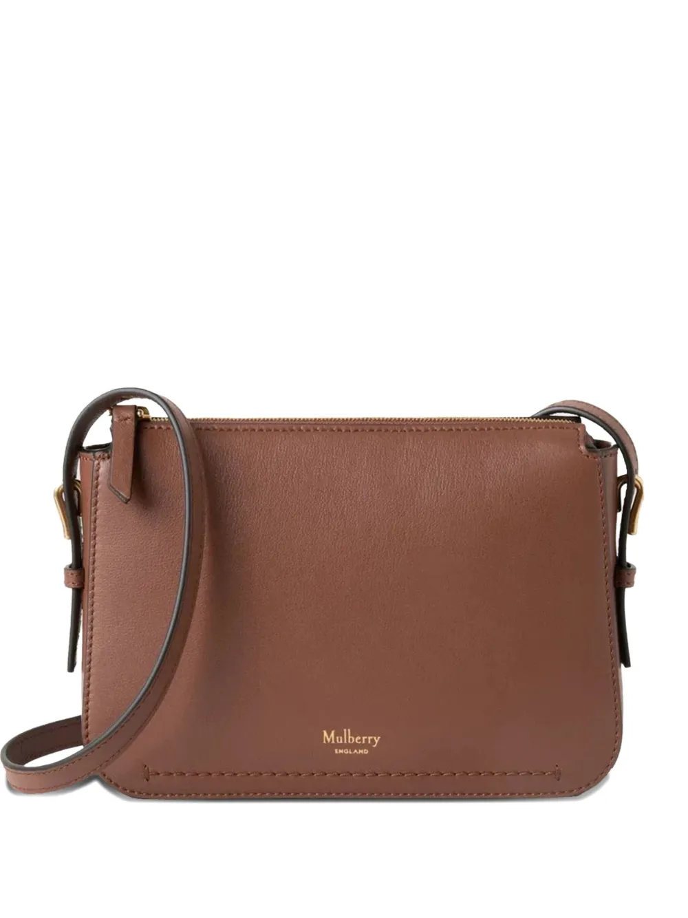 Mulberry Clovelly Zip-top Leather Shoulder Bag In Brown