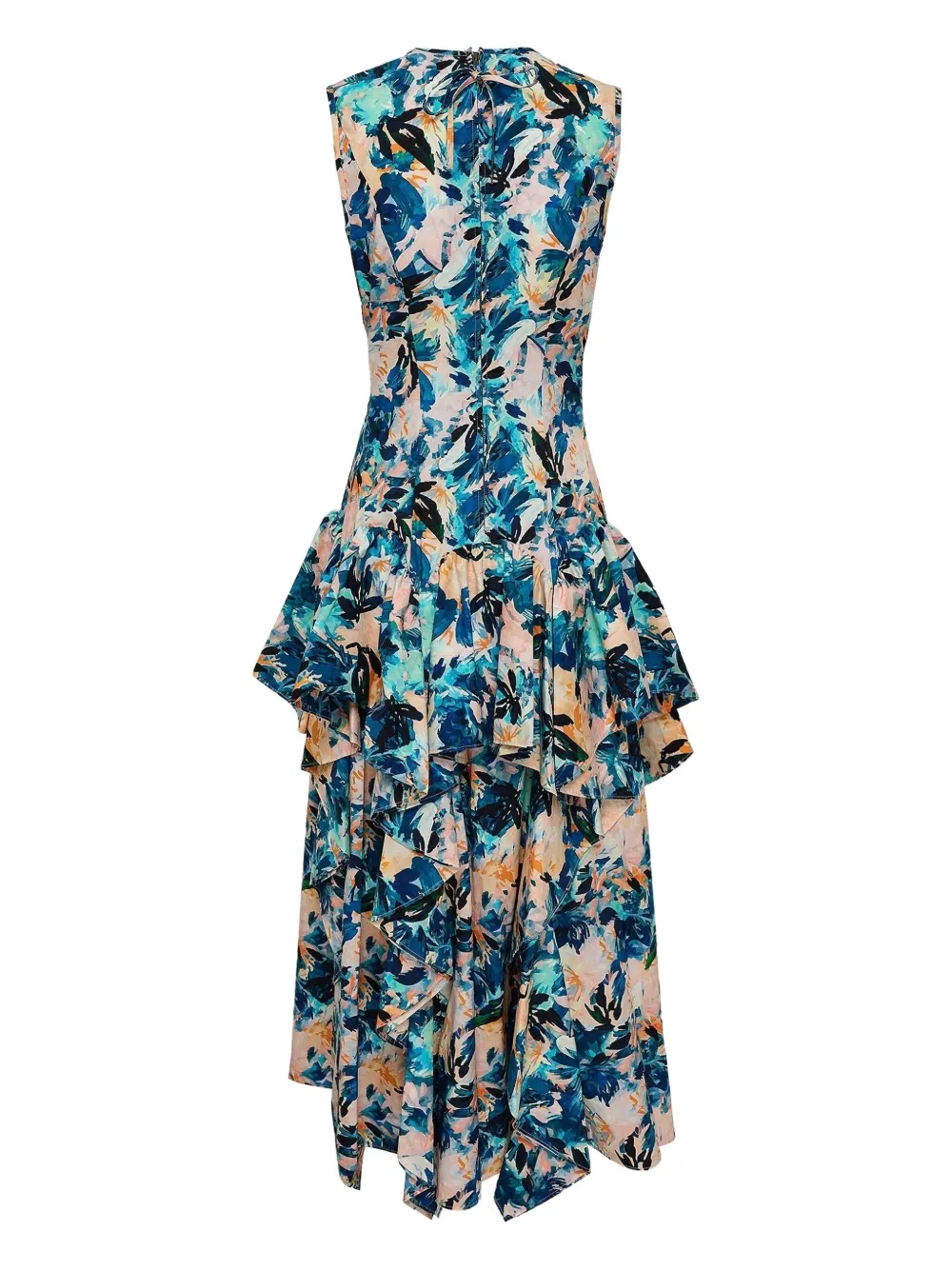 Ulla Johnson Adeline asymmetrische jurk met bloemenprint en ruches Blauw