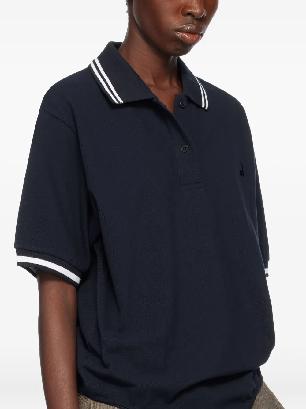  Pushbutton Cotton Polo Top - Blue 