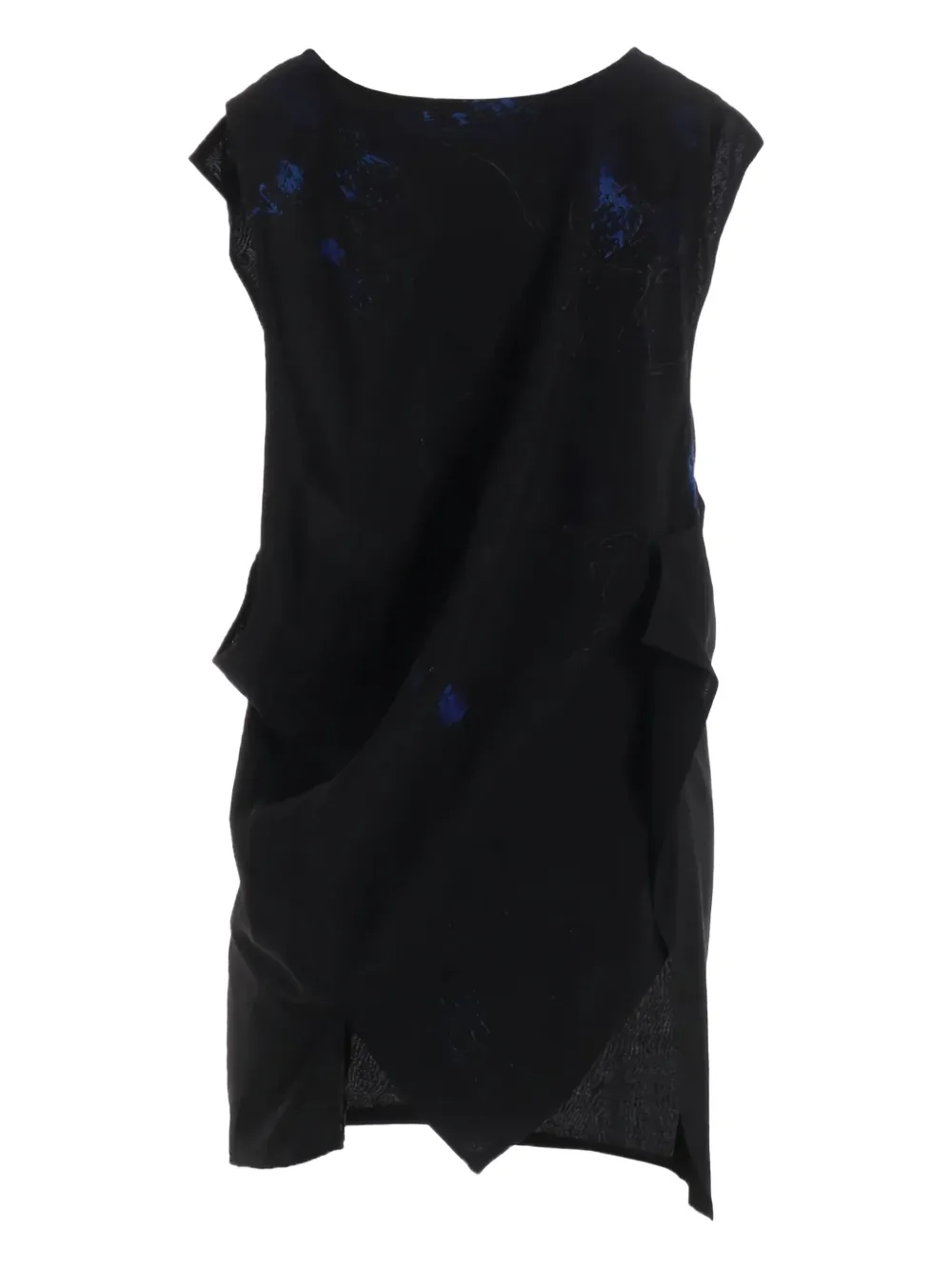 Y's Abstract-print Draped Top In Black