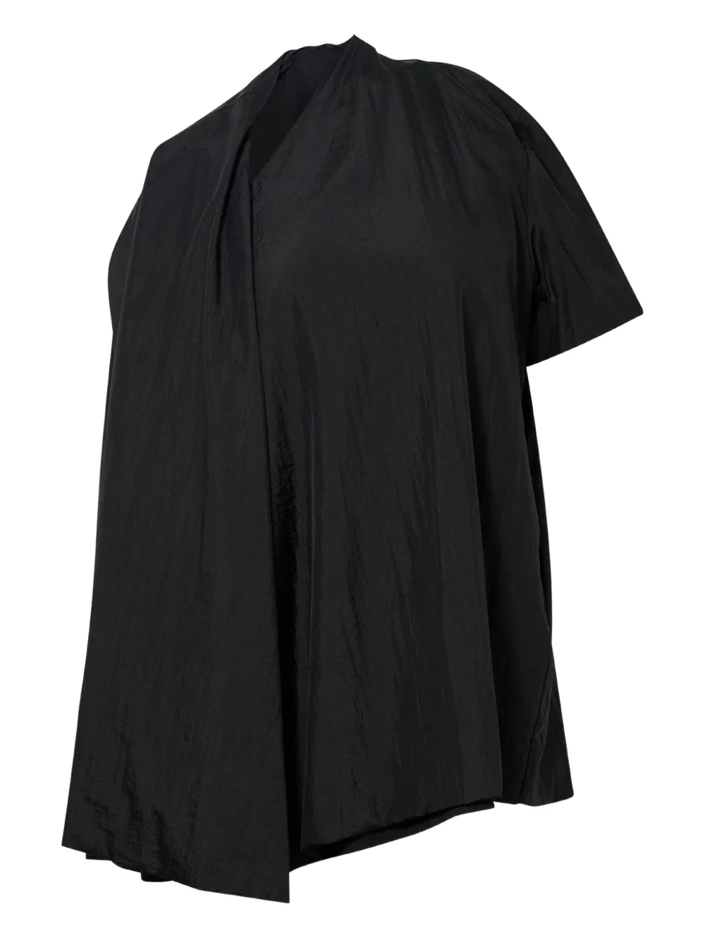 pushBUTTON draped short-sleeve top | Black | Image 1