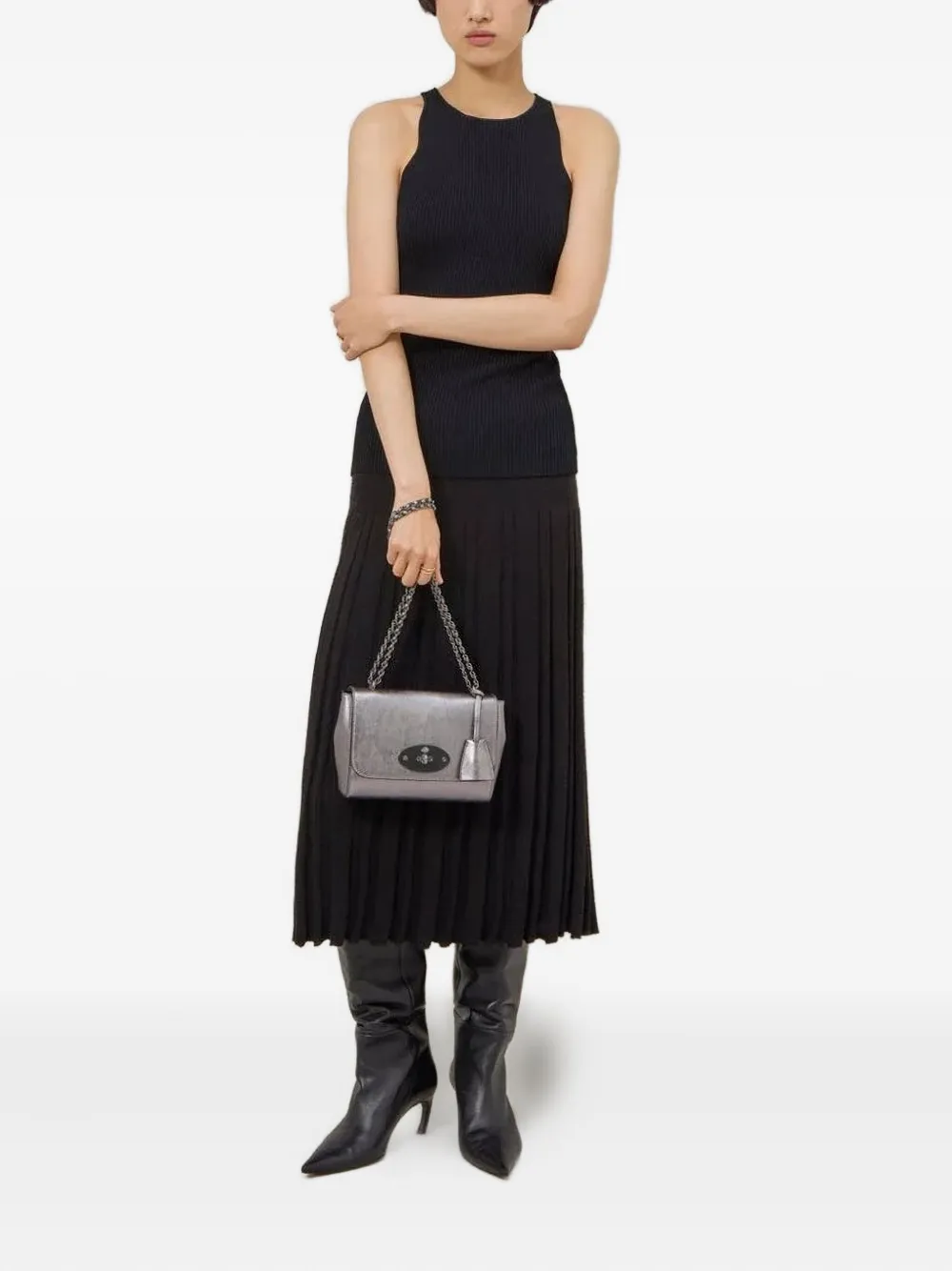 Mulberry Lily metallic chain shoulder bag Zilver