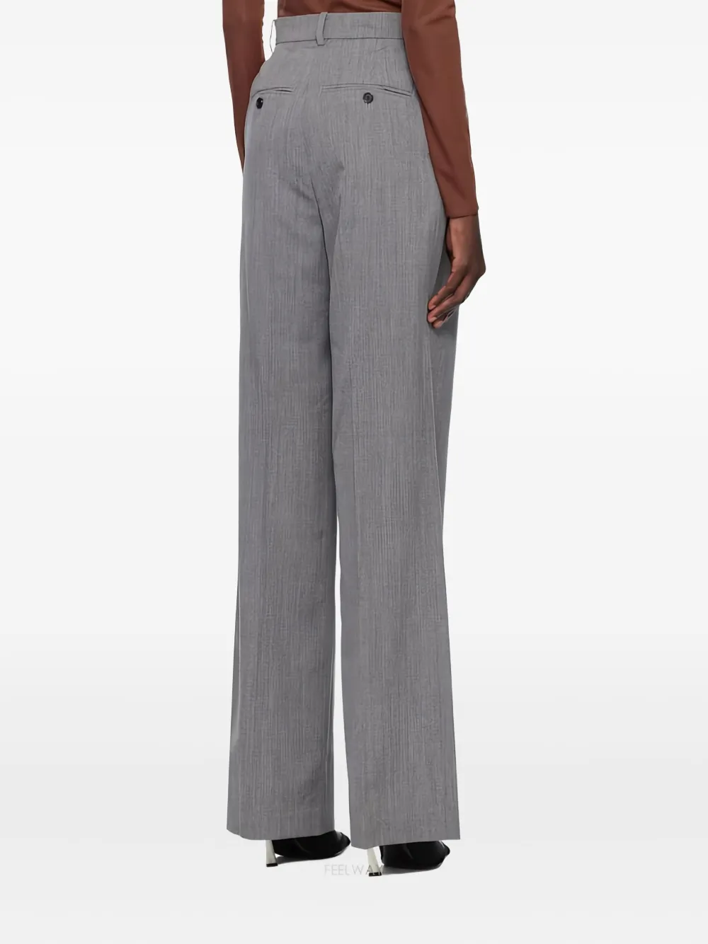 pushBUTTON Straight broek met krijtstreep Grijs