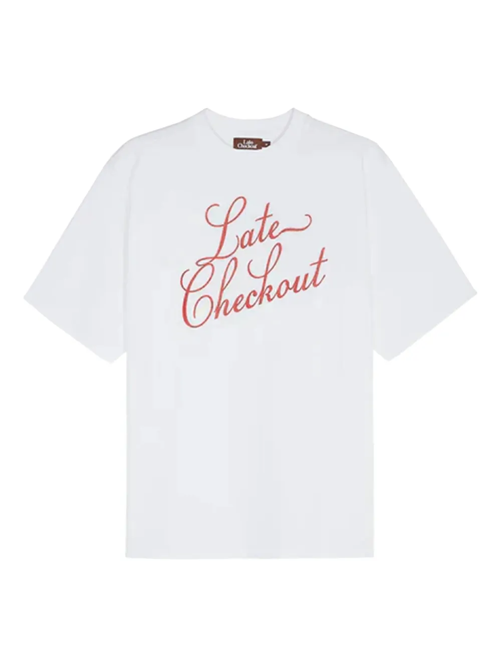 Late Checkout script-logo t-shirt | White | Image 1