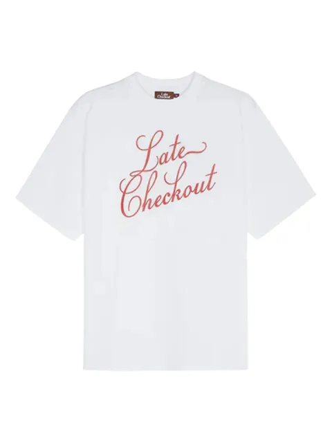 Late Checkout script-logo t-shirt