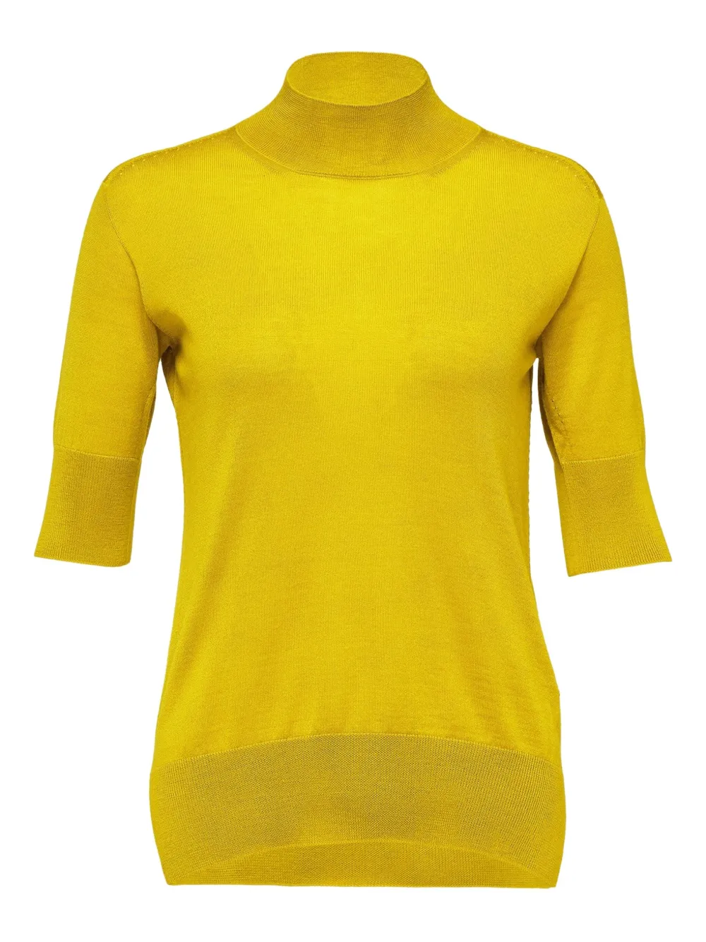 Jil Sander Trui met hoge hals en korte mouwen Geel