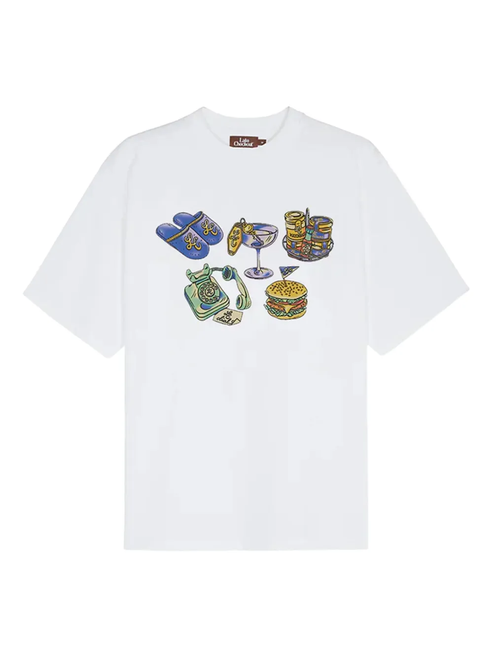 Late Checkout Amenities graphic print T-shirt | White | Image 1