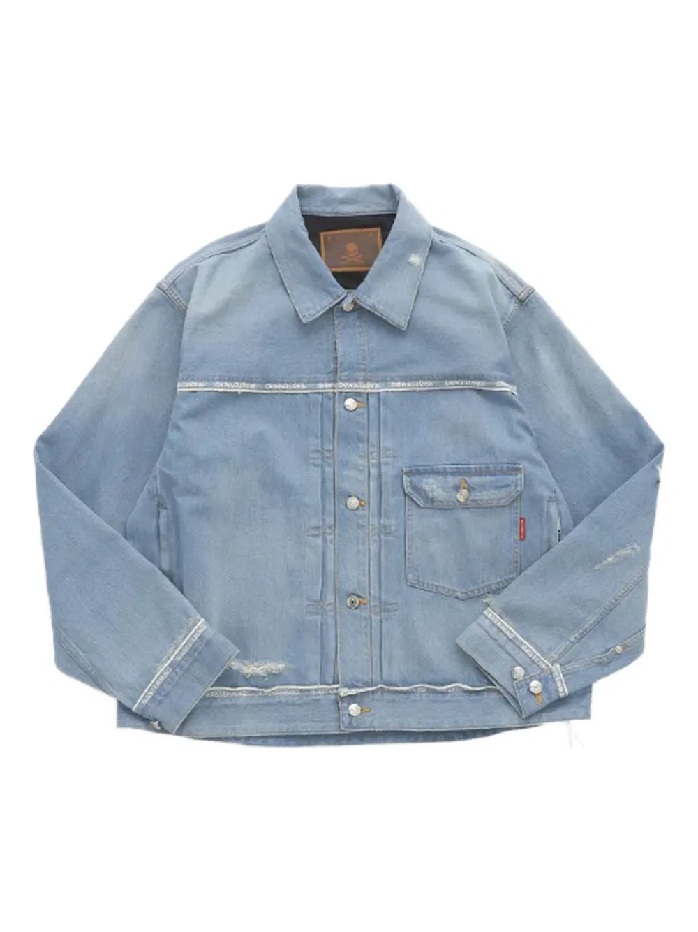 Mastermind Japan Giacca denim con effetto vissuto - Blu