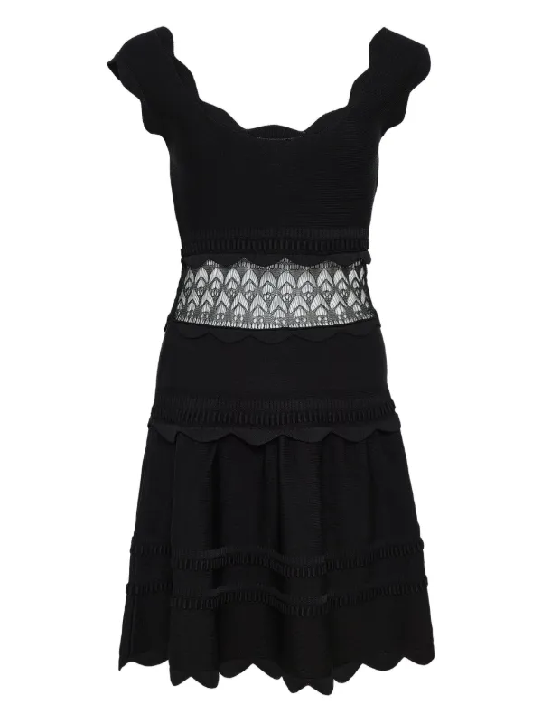 Alexis Hopper Scalloped lace-insert Dress | Black | FARFETCH Alexis Hopper Scalloped lace-insert Dress | Black | FARFETCH