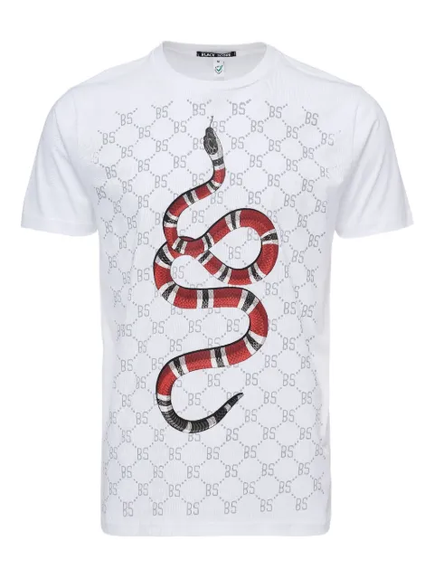Black Score snake-logo print T-shirt