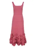 Alexis rose-embellished tiered dress - Pink