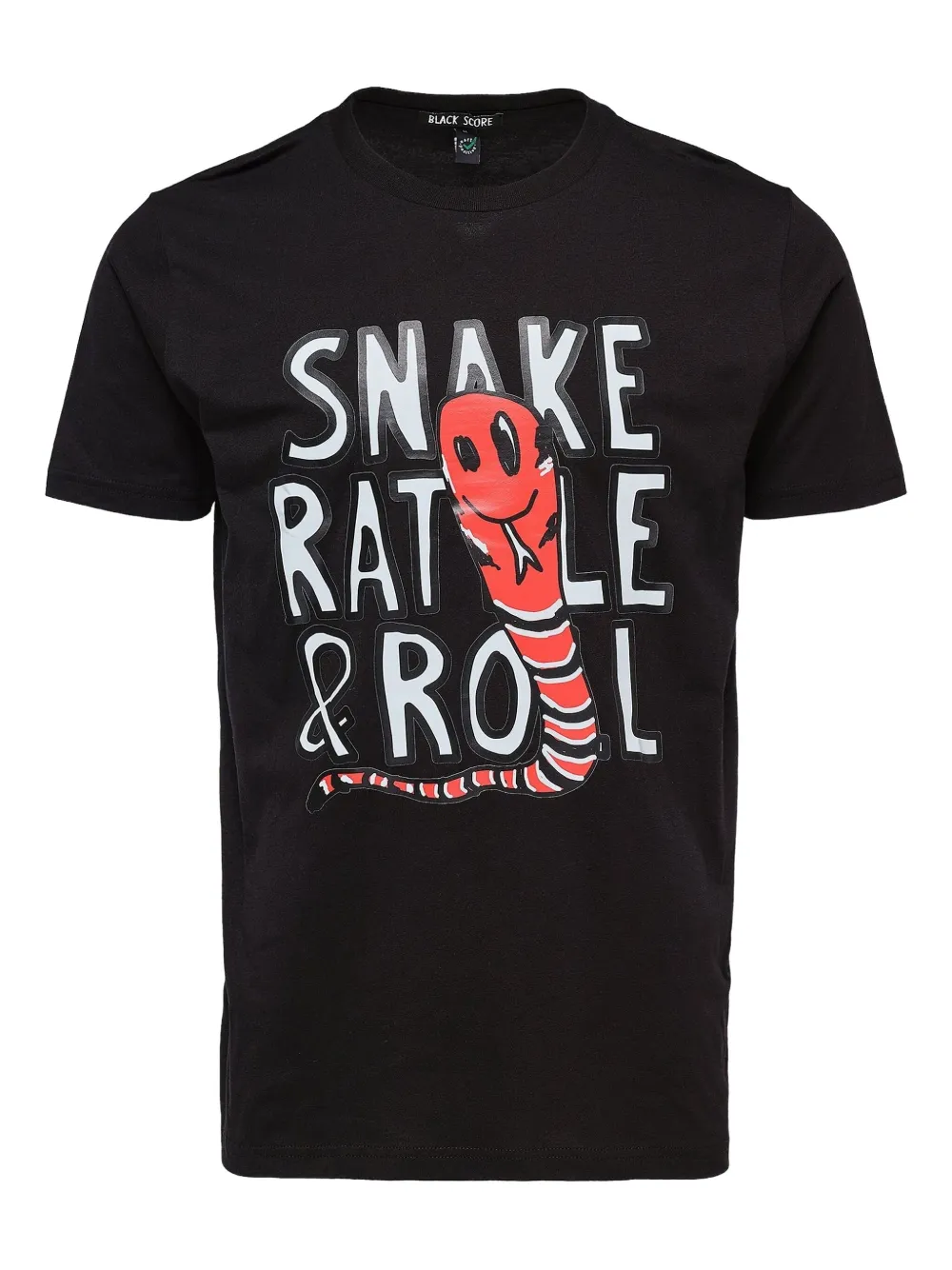 Black Score snake rattle roll T-shirt | Black | Image 1