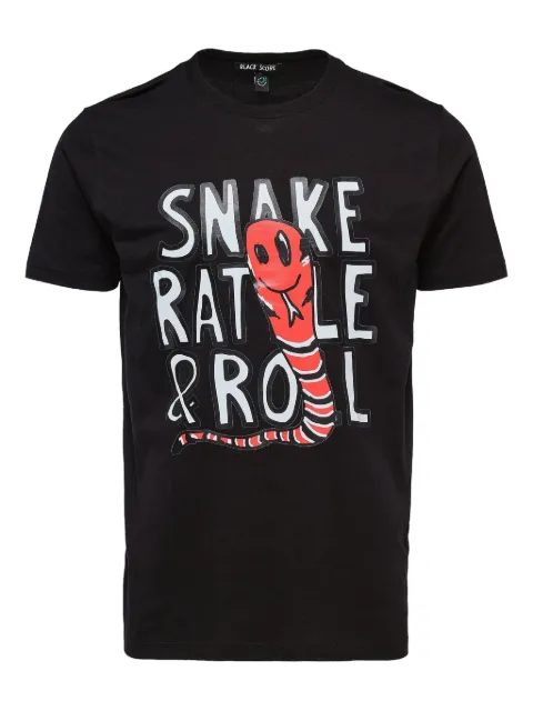 Black Score snake rattle roll T-shirt