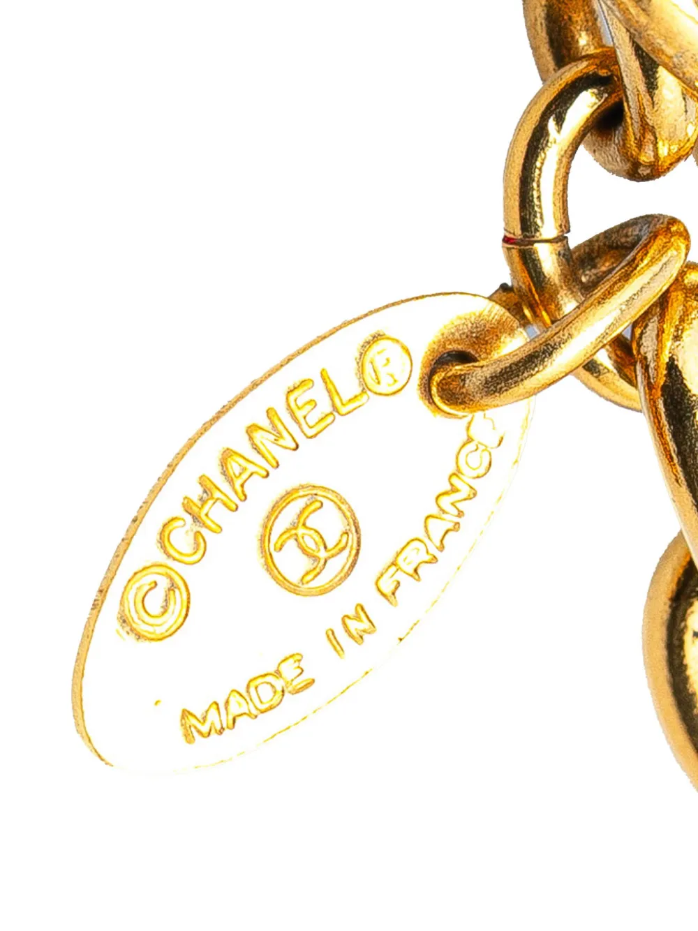 Pre-owned Chanel 1970-1980 Gold Plated Cc Diamond Shape Pendant Necklace Costume Necklace