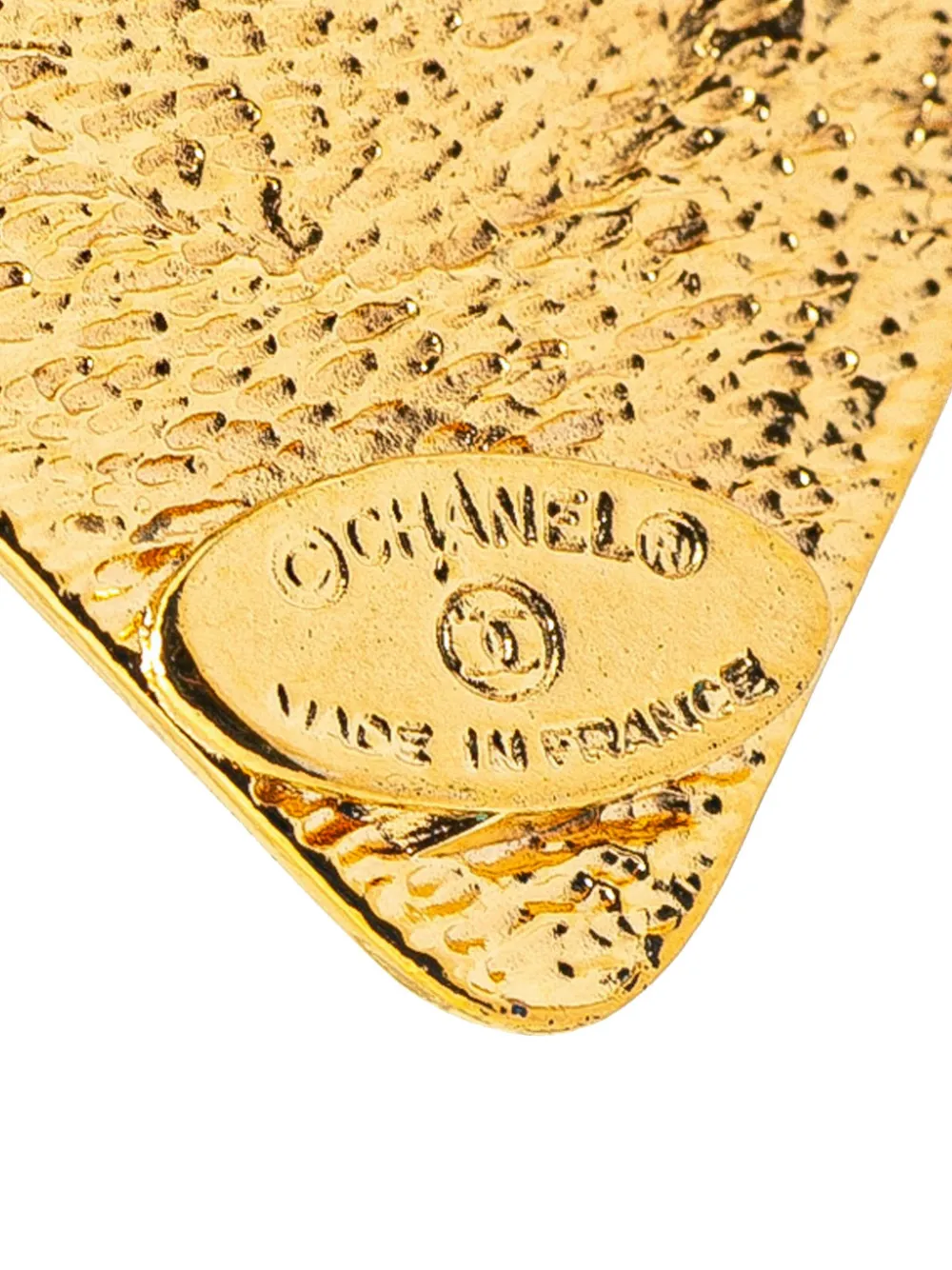 Pre-owned Chanel 1970-1980 Gold Plated Cc Diamond Shape Pendant Necklace Costume Necklace