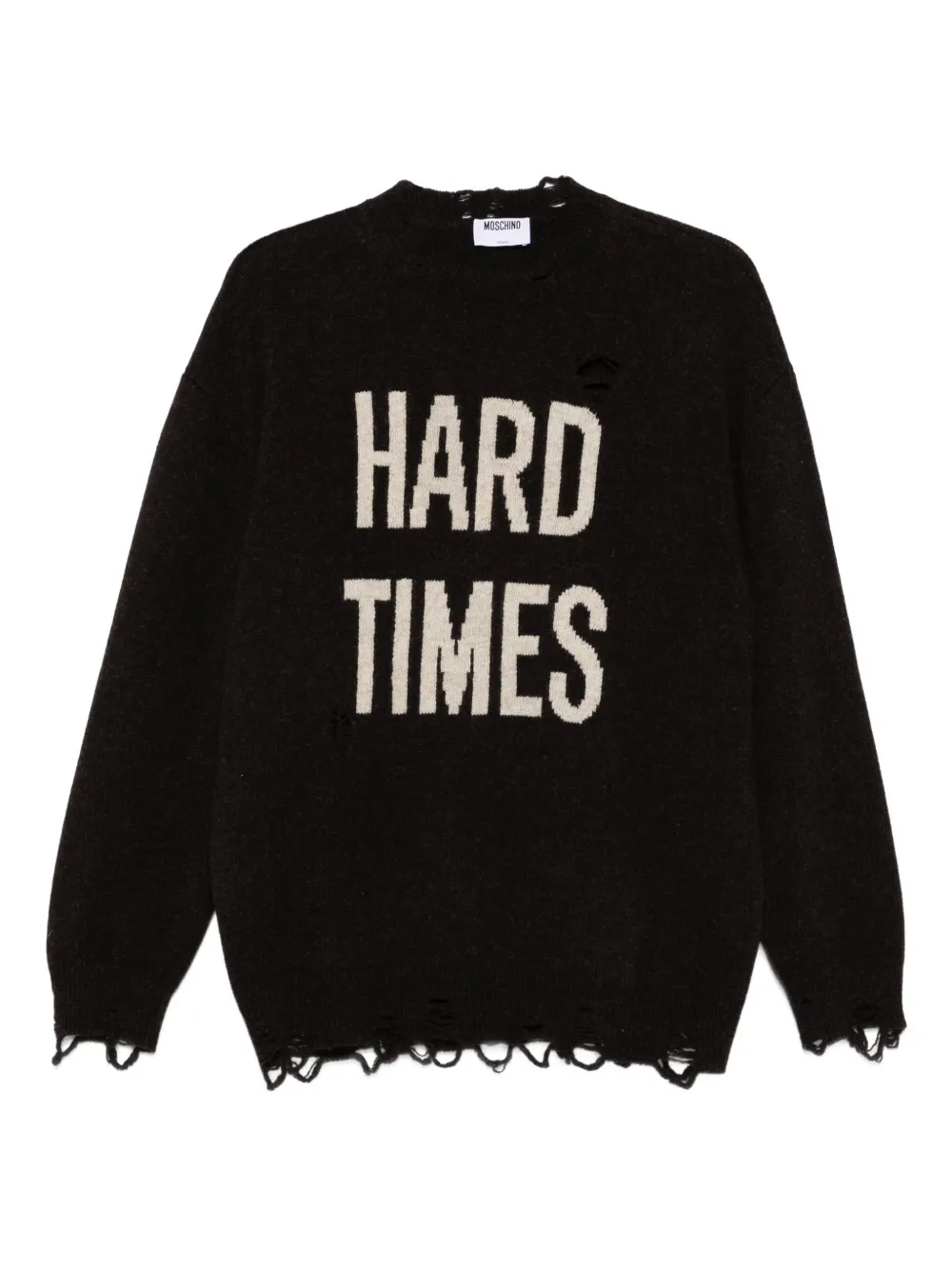 Moschino distressed crew-neck sweater | Brown | Image 1