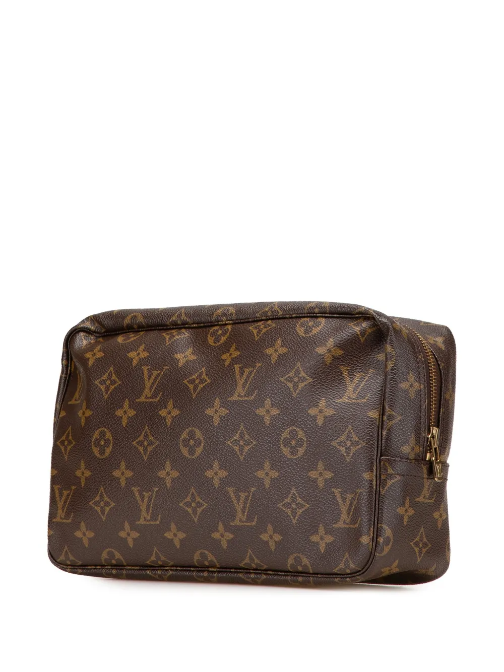 Pre-owned Louis Vuitton 1987 Monogram Trousse Toilette 28 Clutch Bag In Brown
