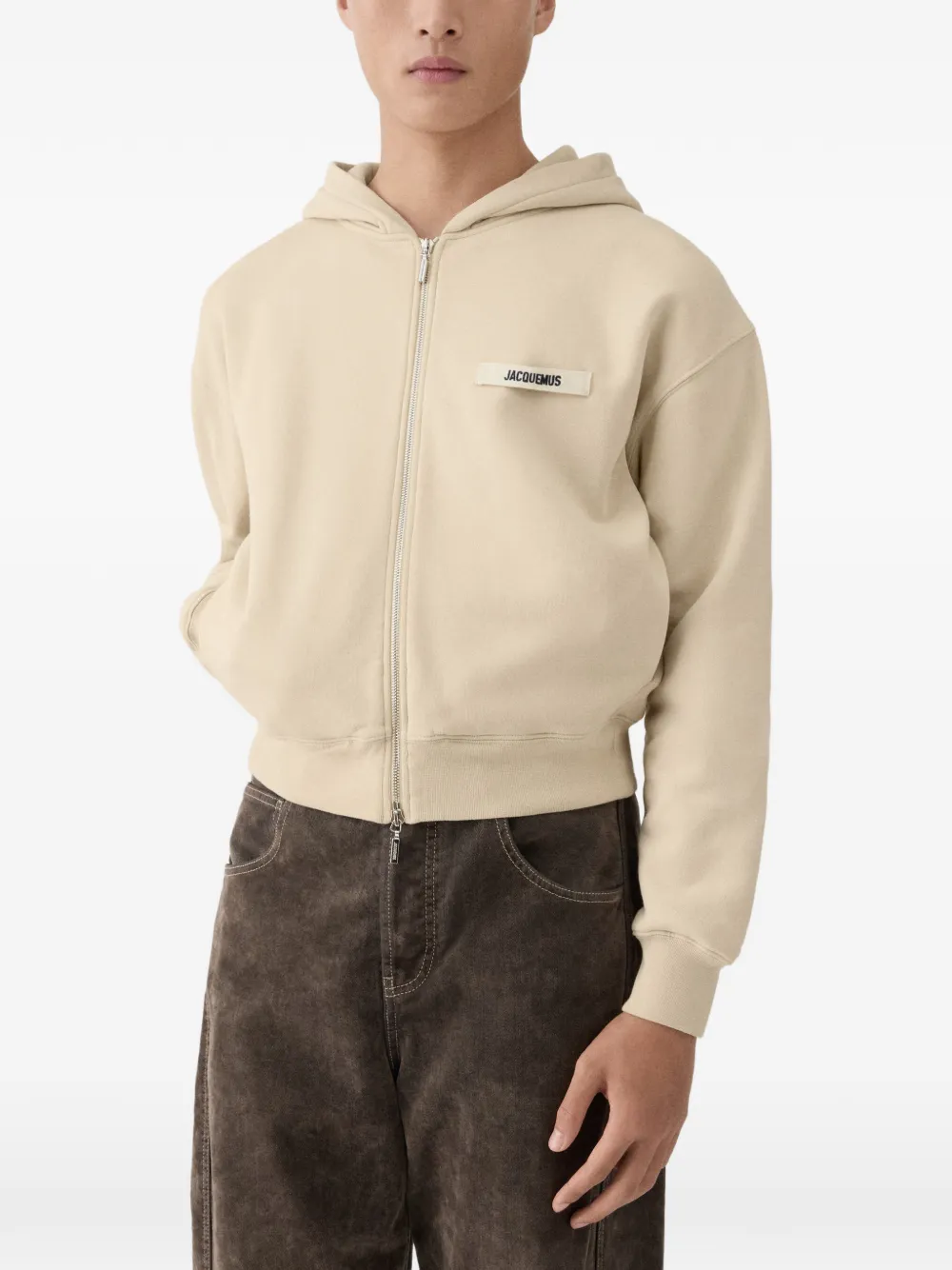 Jacquemus Grosgrain hoodie met logopatch Beige
