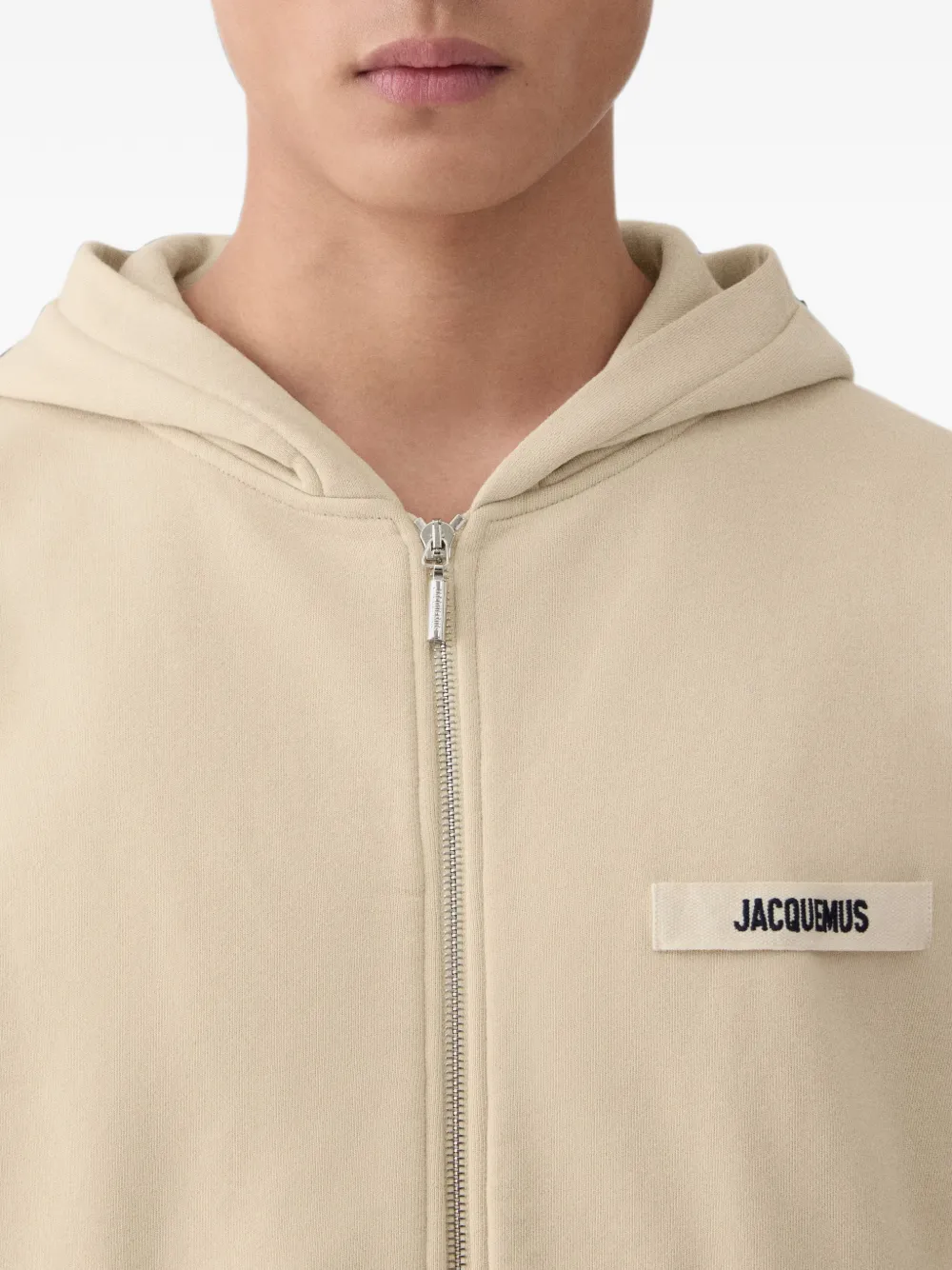 Jacquemus Grosgrain hoodie met logopatch Beige