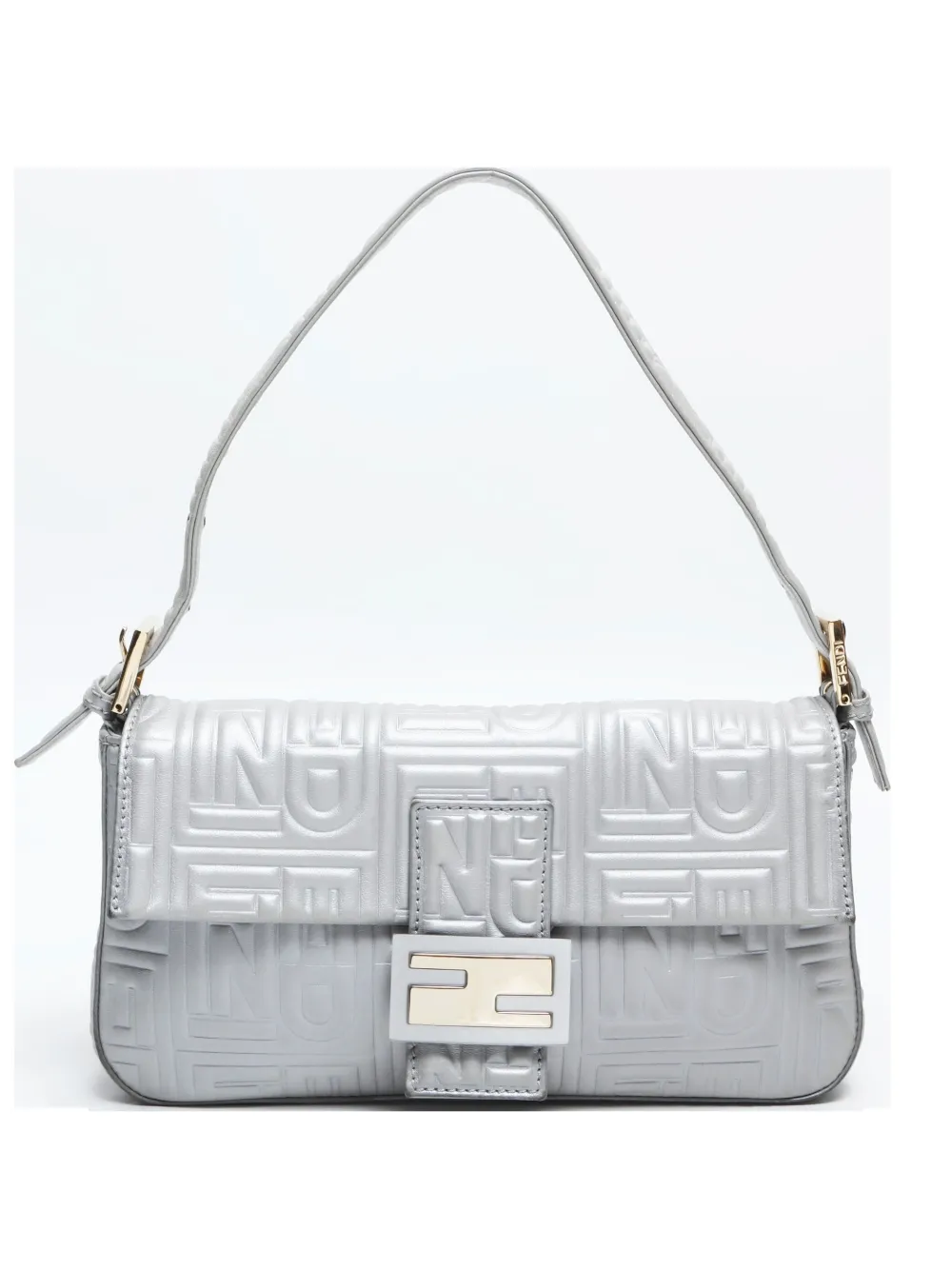 Pre-owned Fendi 2010-2020 Baguette Shoulder Bag In Silver