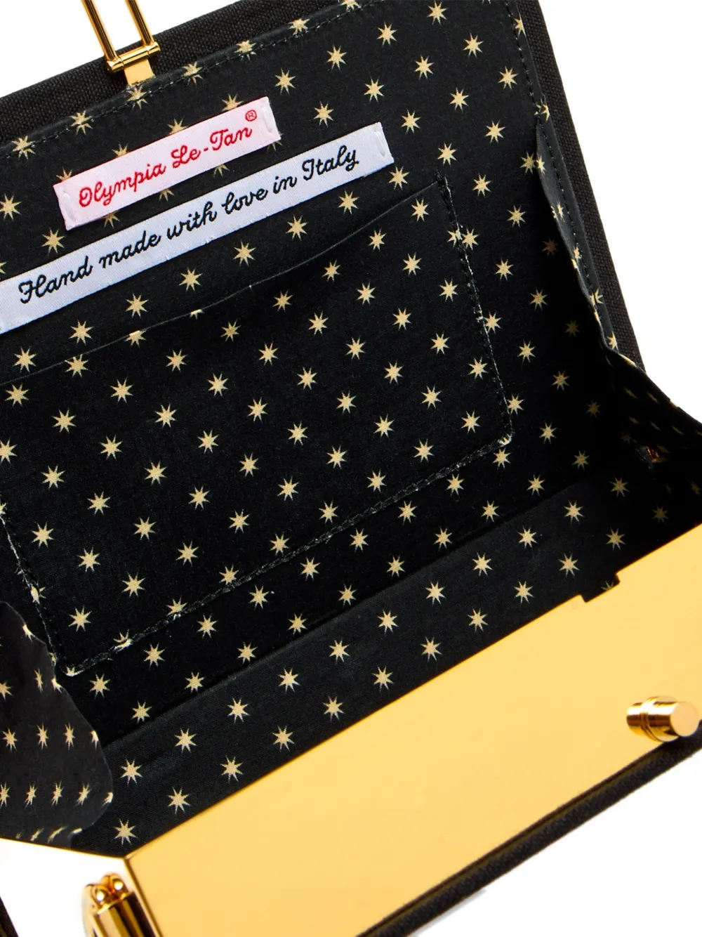 Olympia Le-Tan Clutch met geborduurde letters BLACK