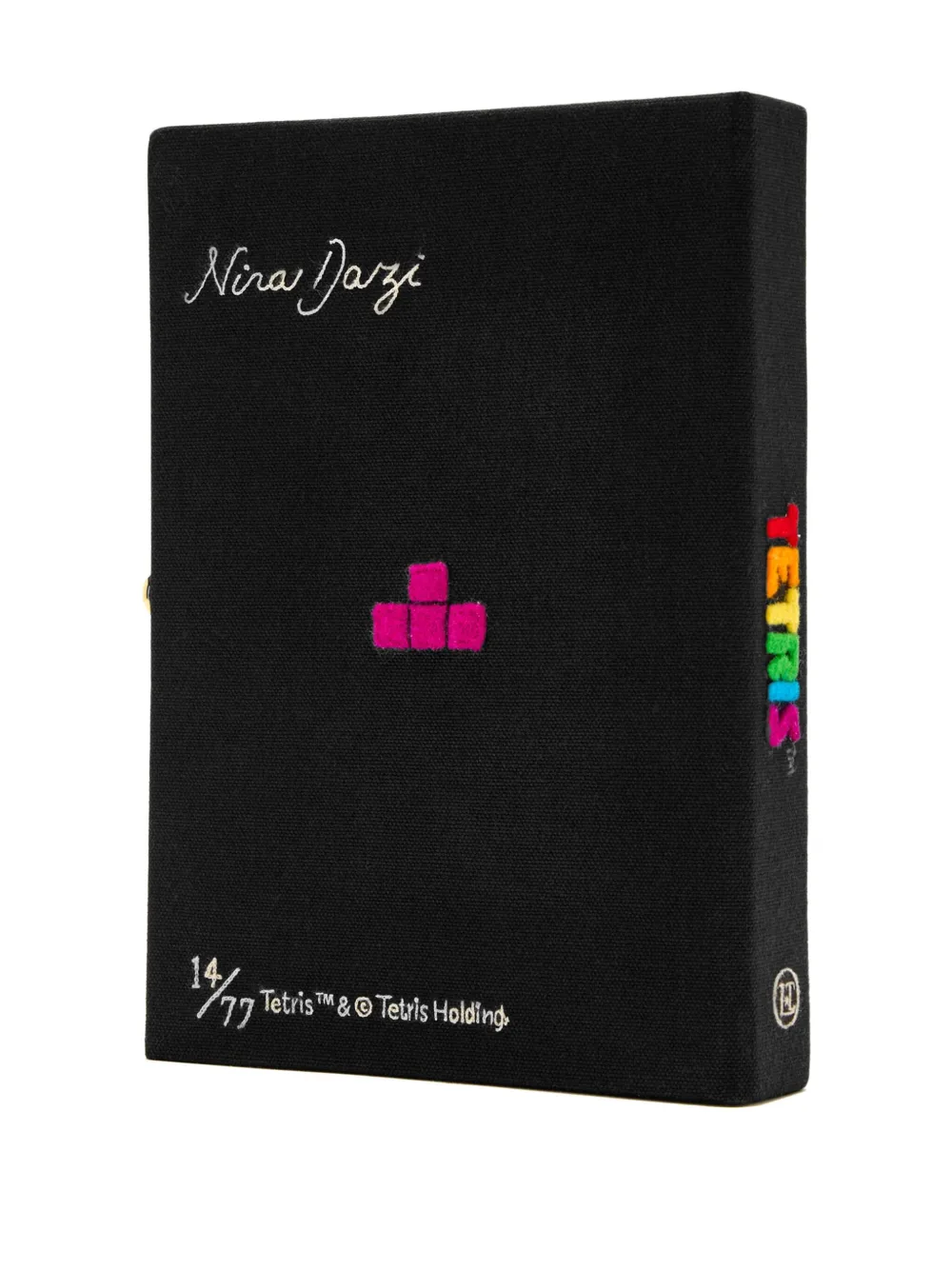 Olympia Le-Tan embroidered-tetris clutch bag - Zwart