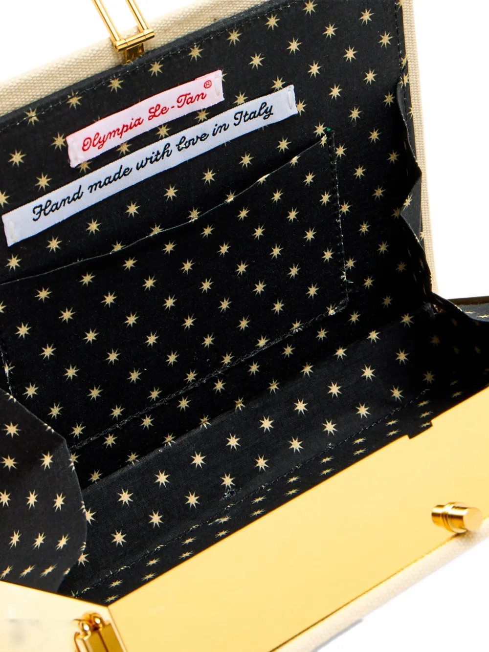 Olympia Le-Tan Clutch met geborduurde citroen Beige