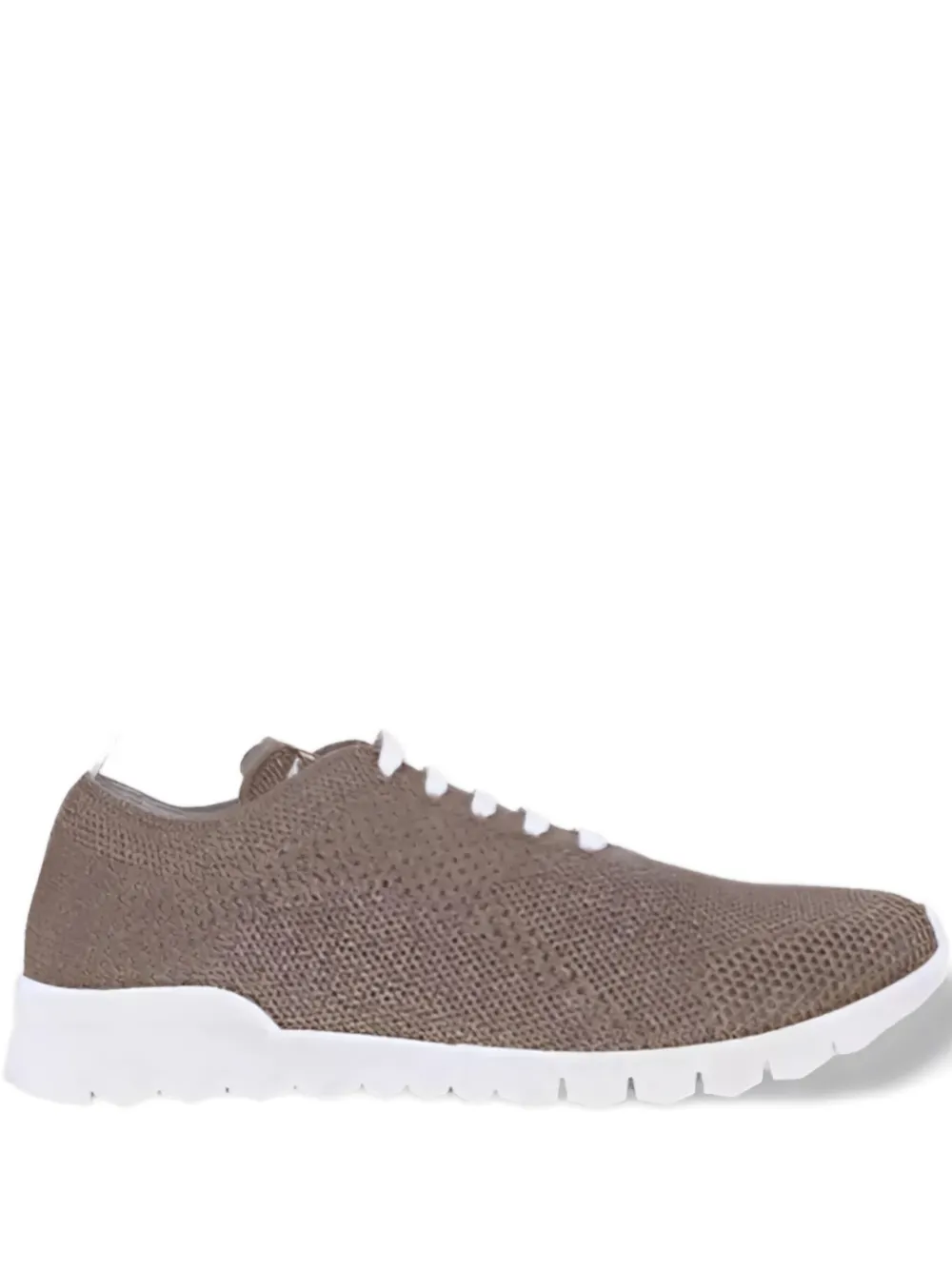 Kiton knitted lace-up sneakers Brown