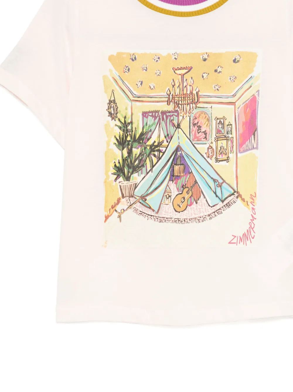 ZIMMERMANN Kids Katoenen T-shirt met logoprint Roze