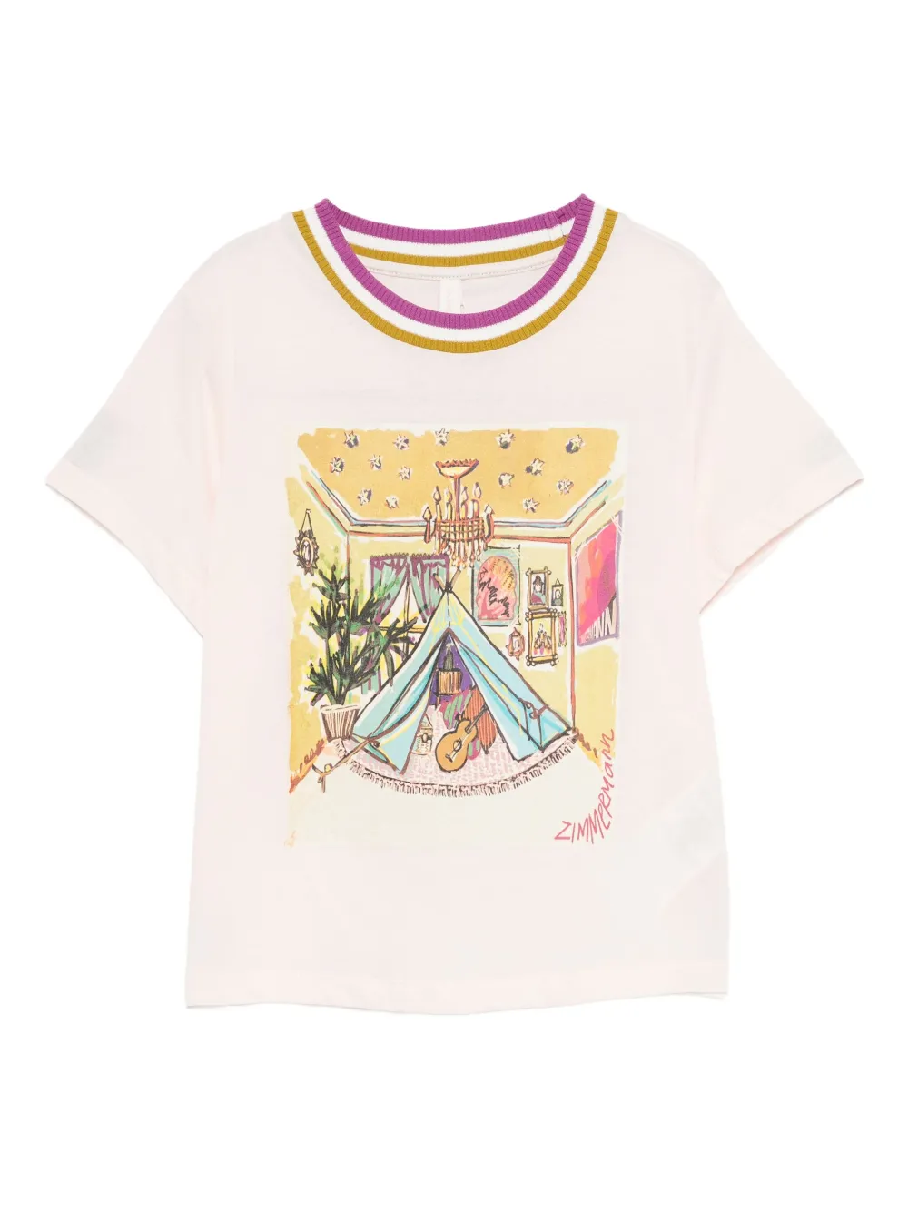 ZIMMER N Kids Katoenen T-shirt met logoprint Roze