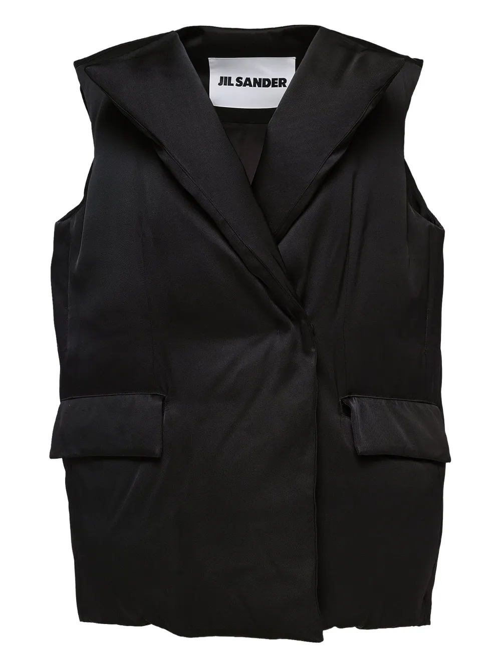 Jil Sander quilted lapels vest Zwart