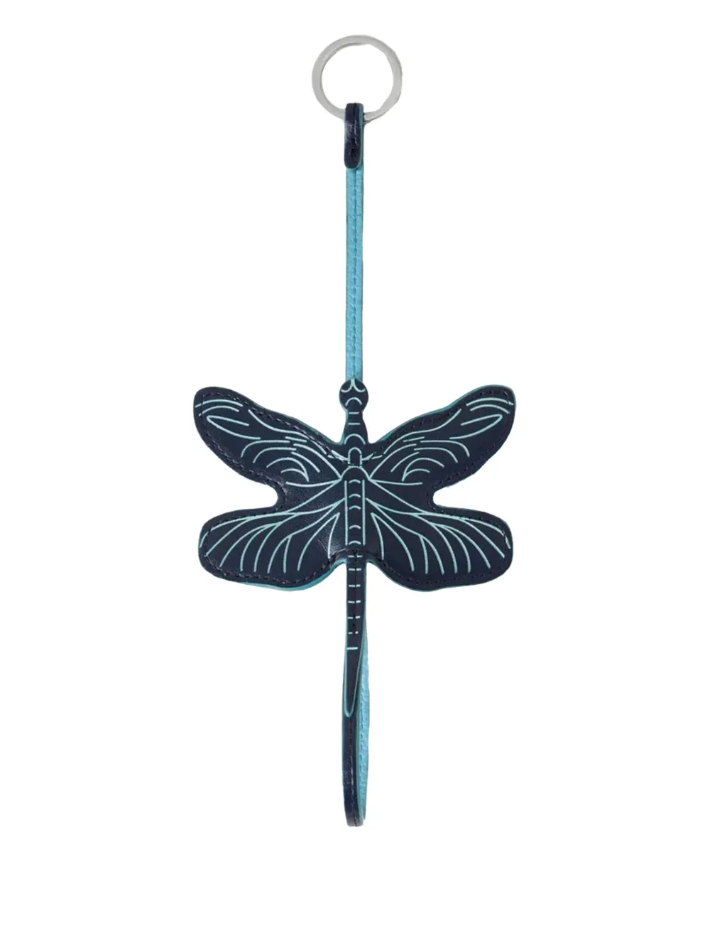 Mulberry Dragonfly Leather Keyring In Blue