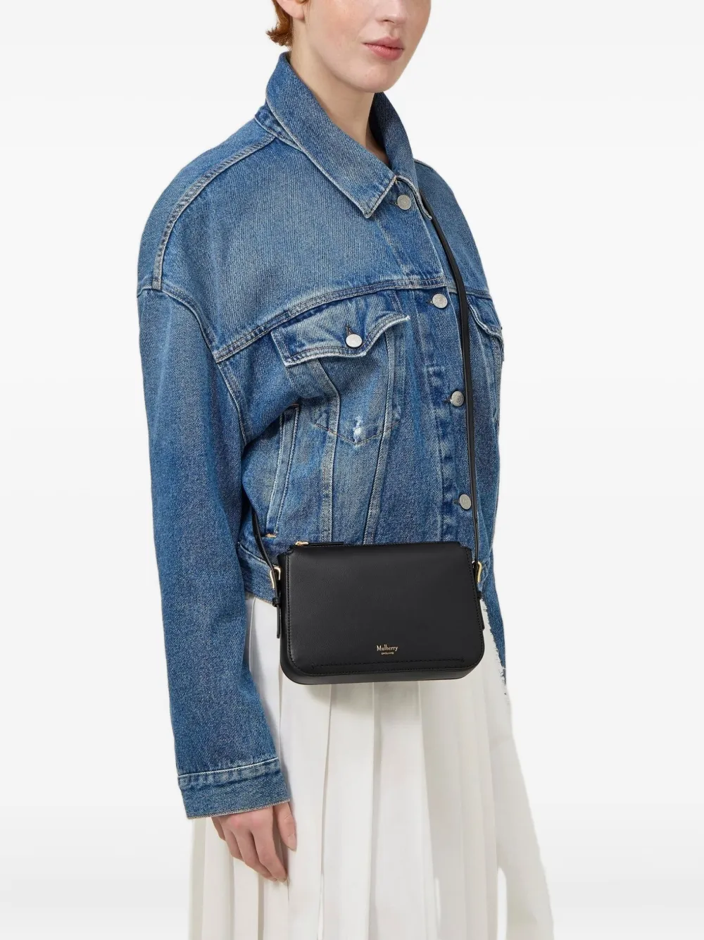 Mulberry Clovelly Leather Zip-top Cross Body Bag In Black