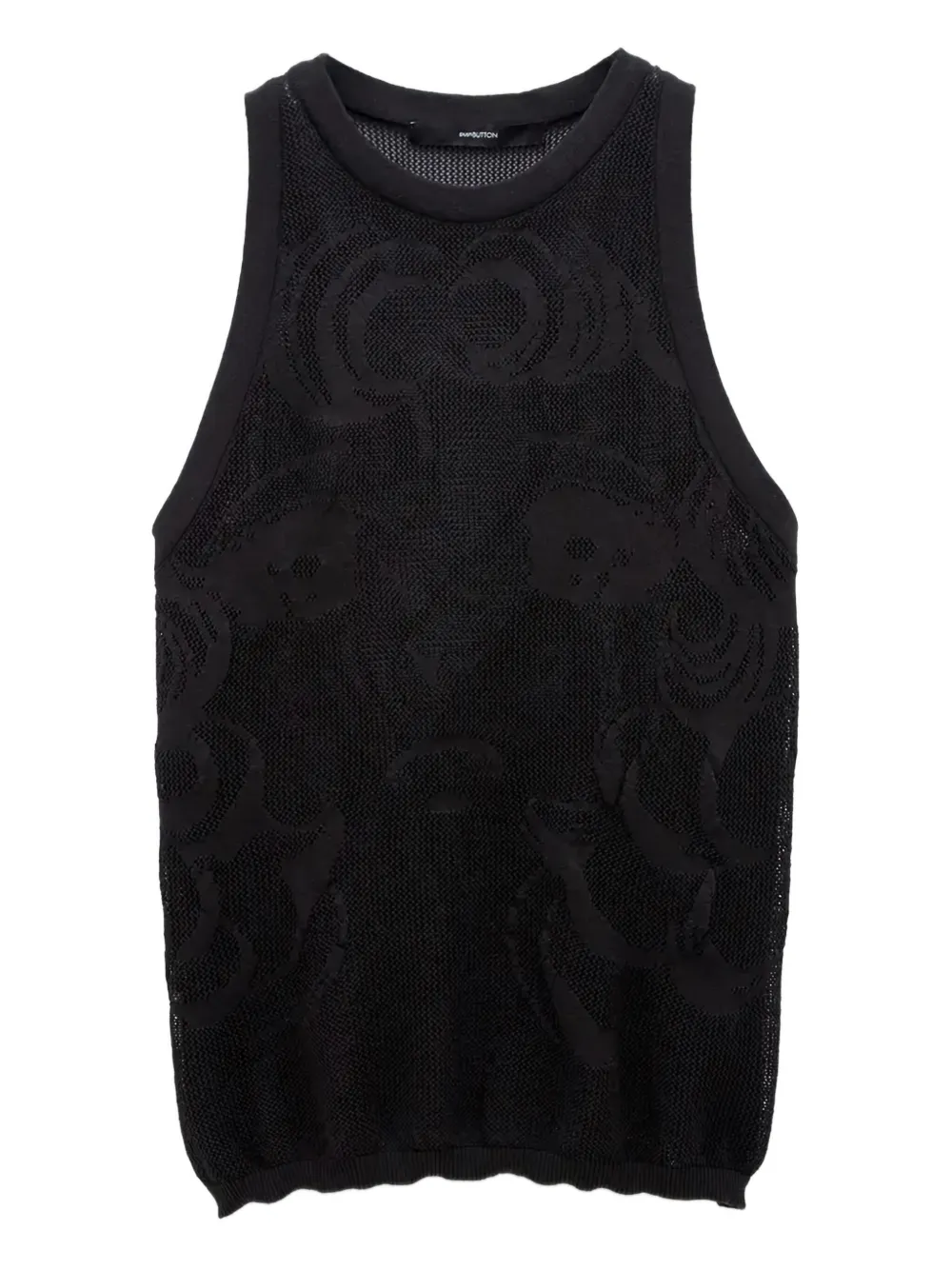 Pushbutton Floral-embellished Tank Top In Black