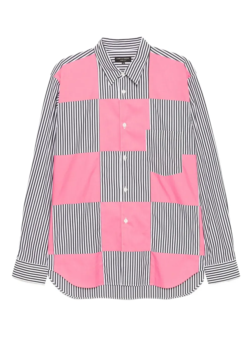 Comme des Garçons Homme Plus patchwork striped shirt Zwart