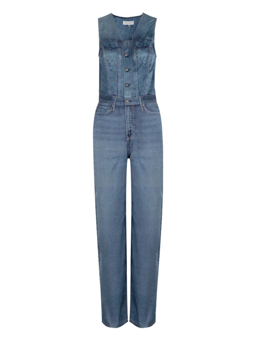 Rag & Bone Denim Button-fastening Jumpsuit In Blue