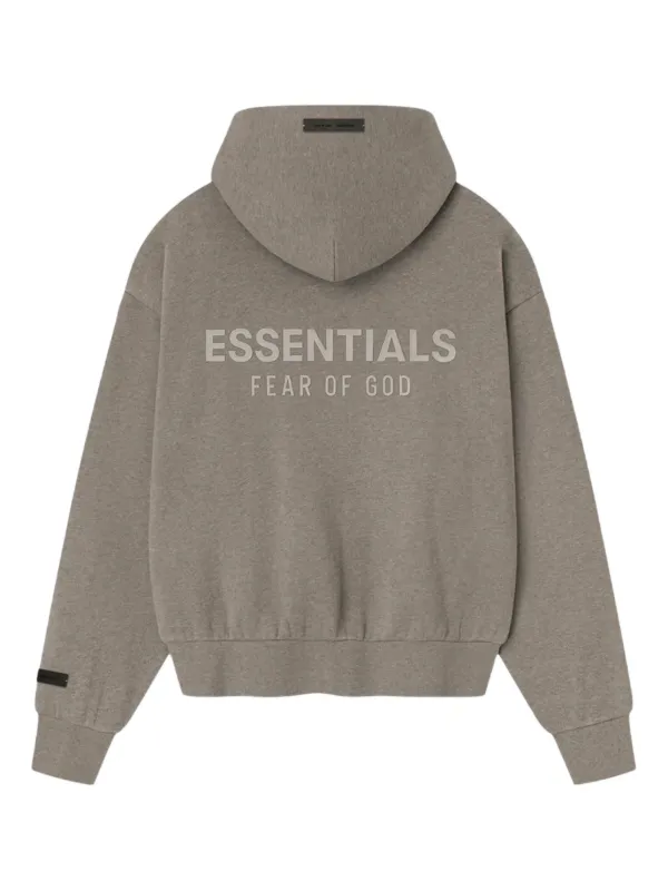 FEAR OF GOD ESSENTIALS logo-print zip-up Hoodie | Grey