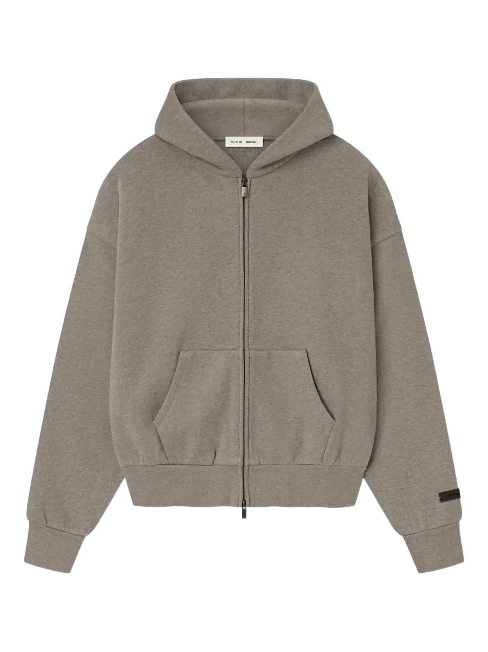 Essentials Logo-print Zip-up Hoodie In Gray
