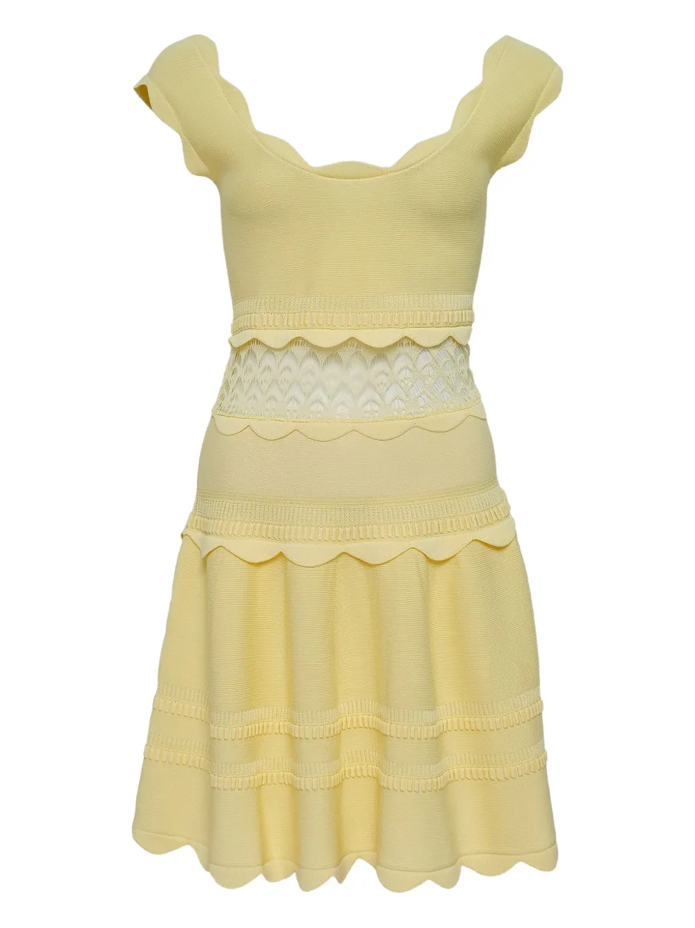 Alexia scalloped-hem knitted day dress | Yellow | Image 1