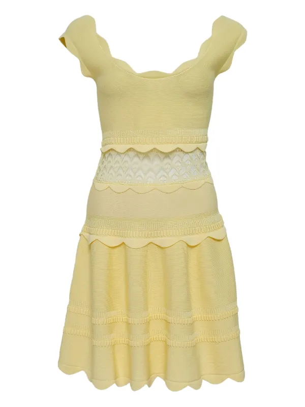 Alexia scalloped-hem Knitted Day Dress | Yellow | FARFETCH GE
