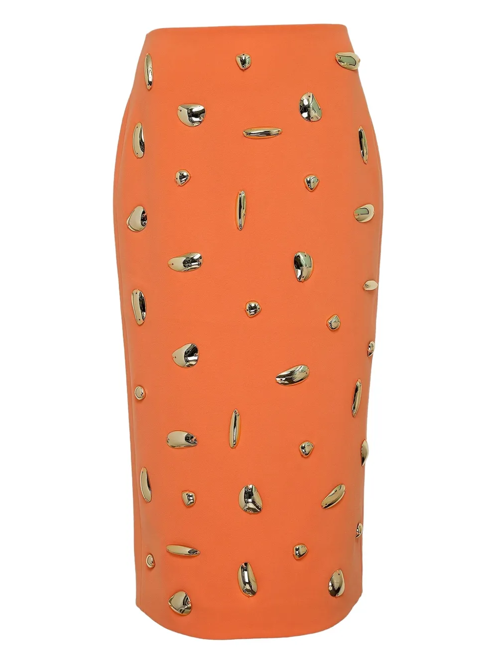 Alexis metallic-embellished pencil skirt – Orange