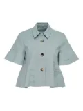 Alexia bell-sleeve ruffled shirt - Blue