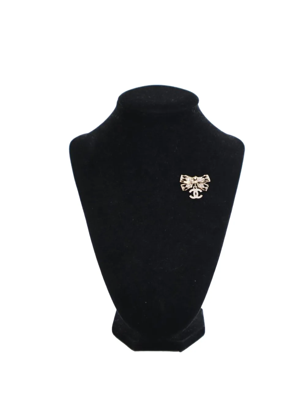 Pre-owned Chanel 2024 Gold Plated Crystal Cc Bow Brooch Costume Brooch
