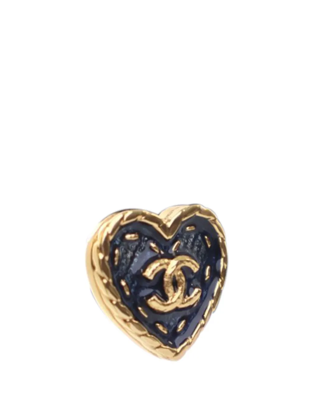 Pre-owned Chanel 2024 Enamel Cc Heart Push Back Earrings Costume Earrings
